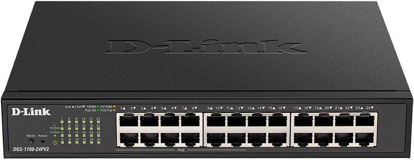 Коммутатор D-Link DGS-1100-24PV2/A 24G 12PoE+ 100W настраиваемый - фото 1 - id-p212728039