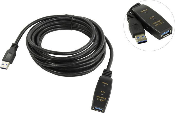 Aopen ACU827A-5м Кабель удлинительный активный USB 3.0-repeater A-- A 5м - фото 1 - id-p212732595