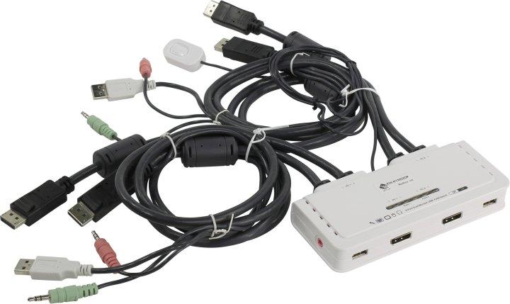 Переключатель Multico EW-K13022DP 2-port Dual Monitor USB KVM Switch (клавUSB+мышьUSB+DP+Audio проводнойПДУ - фото 1 - id-p212731676