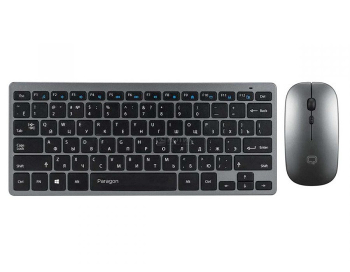 Комплект беспроводной клавиатура+мышь Qumo Paragon K15/M21, Wireless, Серый/Черный 23892 - фото 1 - id-p212729490
