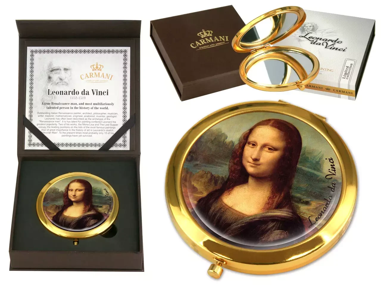Зеркальце карманное Леонардо да Винчи "Джаконда" - фото 1 - id-p212739140