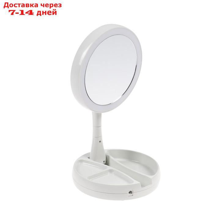 Зеркало LuazON KZ-09, подсветка, настольное, 30 × 16 × 16 см, увеличение х 10, USB, белое - фото 3 - id-p212674405