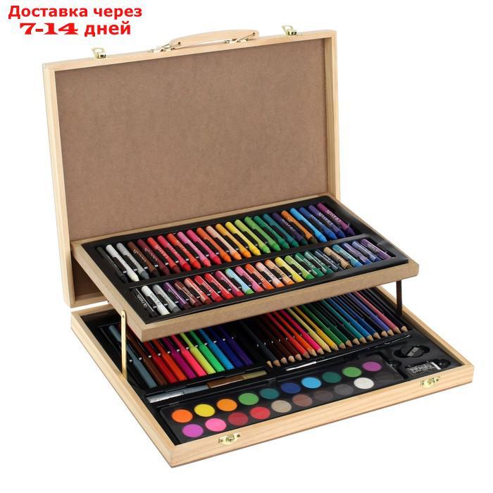 Набор для рисования в деревянной коробке, складной - фото 2 - id-p212676953