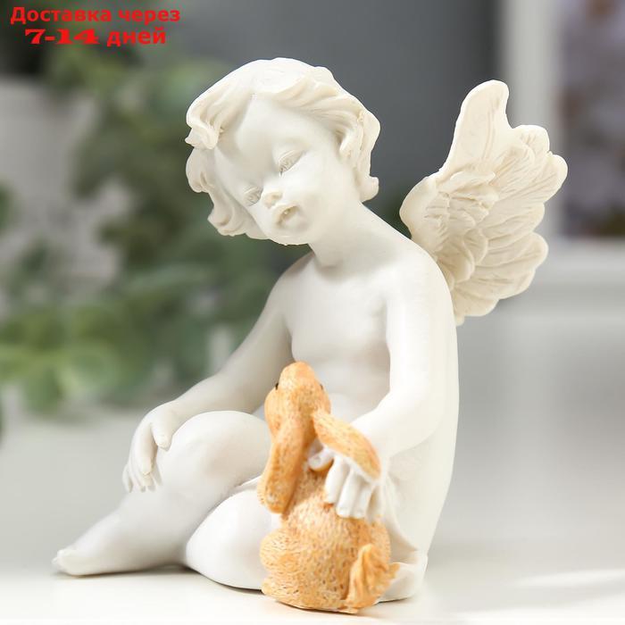 Сувенир полистоун "Белоснежный ангел с цветным кроликом" 6,8х6,5х6 см - фото 2 - id-p212676992
