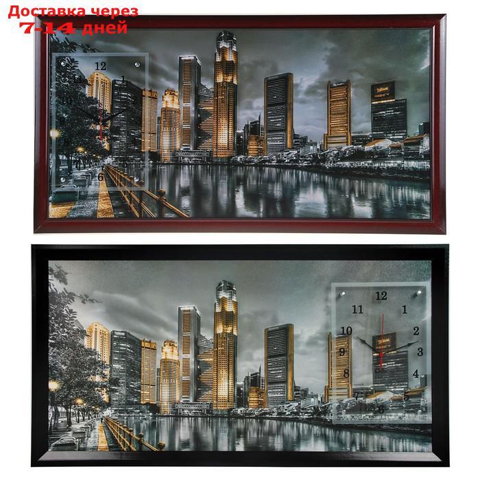 Часы-картина настенные, серия: Город, "Ночной Сингапур", 50х100 см, микс - фото 3 - id-p212675988