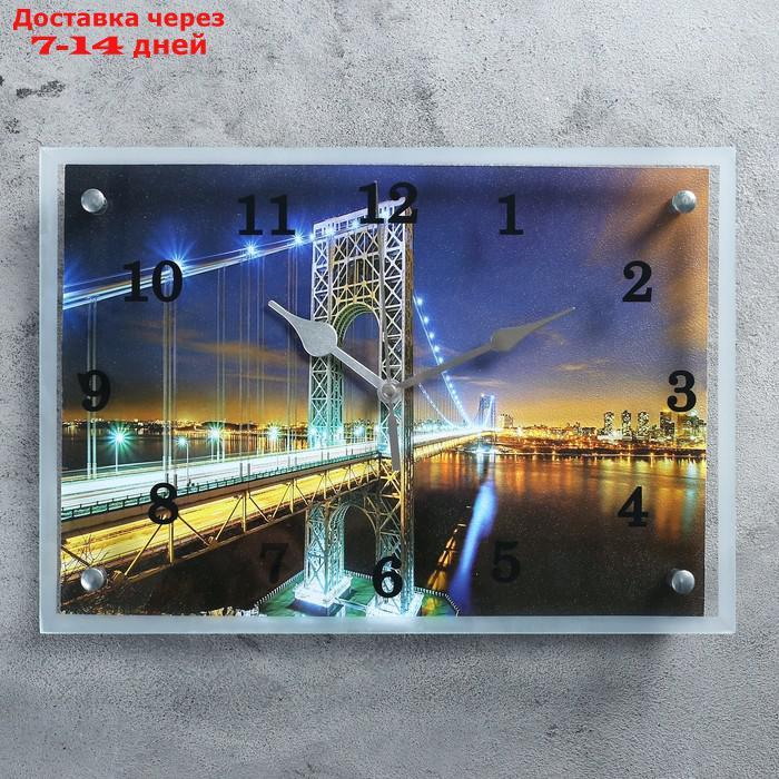 Часы настенные, серия: Город, "Ночной мост", 25х35 см, микс - фото 1 - id-p212676029