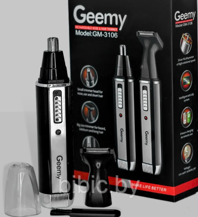 Электробритва триммер для мужчин Geemy GM-3106 2 в 1, электро триммер для носа, бровей, бороды и ушей мужской - фото 2 - id-p212767198