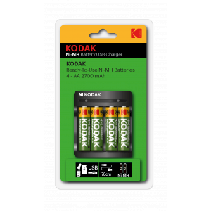 Kodak Зарядное устройство для аккумуляторов Kodak USB Overnight charger with 4 x AA 2700 mAh [K4AA/AAA] - фото 1 - id-p212771278