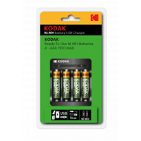 Kodak Зарядное устройство для аккумуляторов Kodak USB Overnight charger with 4 x 1100 mAh [K4AA/AAA]