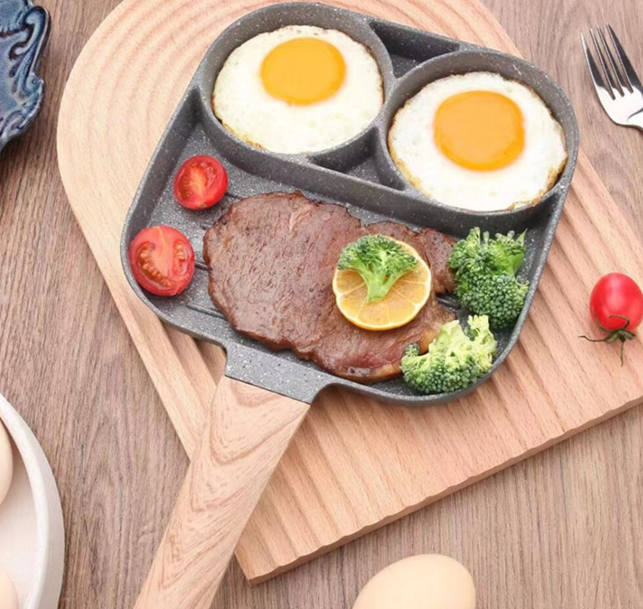 Сковорода разделенная для завтрака с антипригарным покрытием Egg&Steak Frying Pan / Сковорода с ручкой три сек - фото 6 - id-p212777893