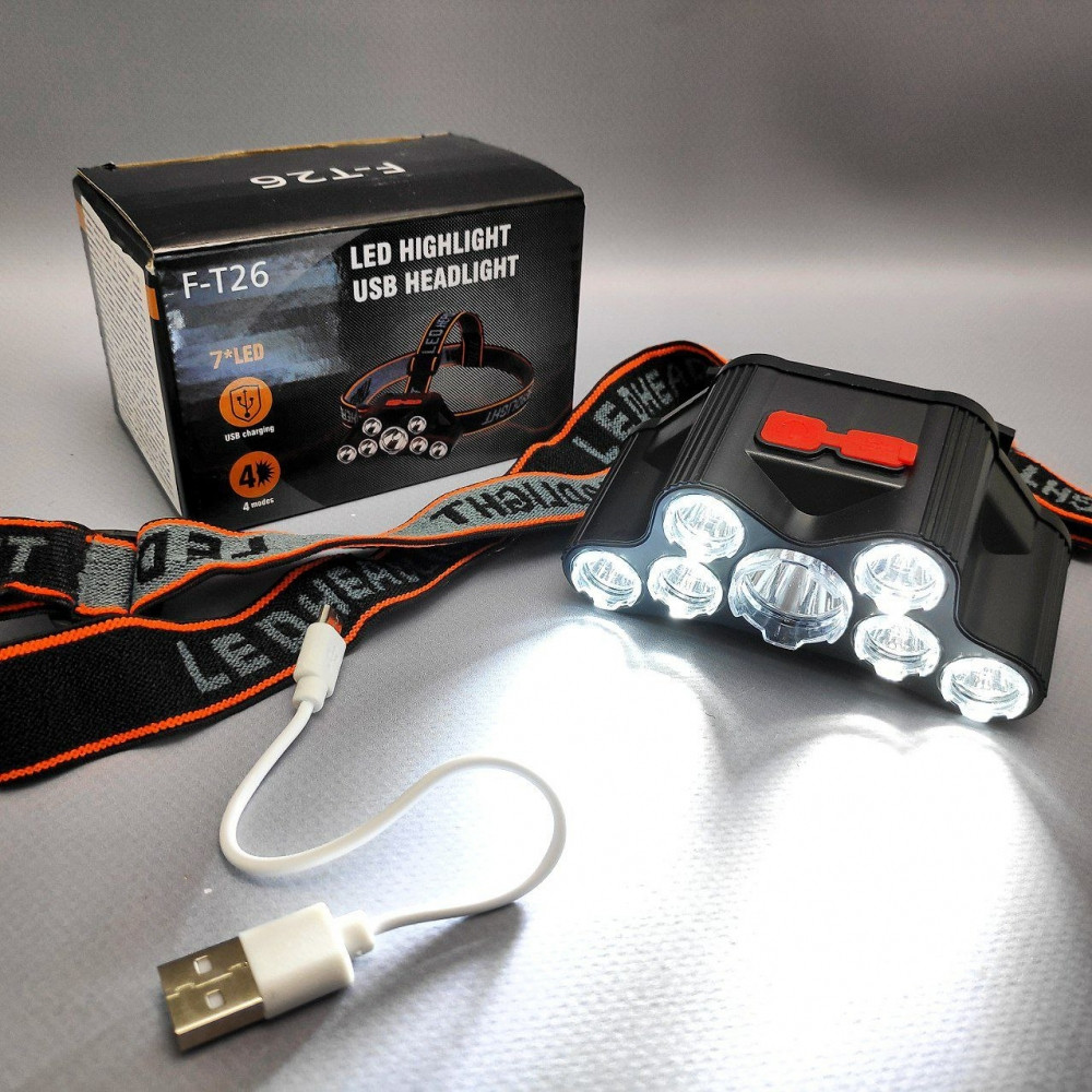 Налобный сфонарь Led Highlight USB Headlight F-T26 (4 режима работы) - фото 7 - id-p212777905