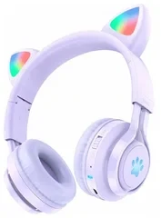 Наушники W39 Cat ear kids BT headphones фиолетовый hoco. - фото 2 - id-p212782120
