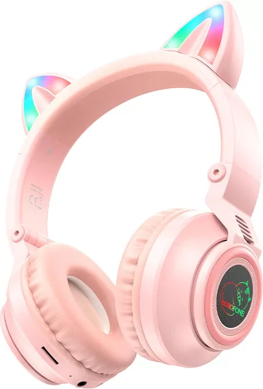 Наушники BO18 Cat ear BT headphones розовый BOROFONE - фото 1 - id-p212783053