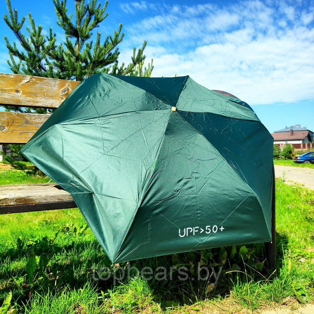 Мини - зонт карманный полуавтомат, 2 сложения, купол 95 см, 6 спиц, UPF 50 / Защита от солнца и дождя Розовый - фото 7 - id-p212784342