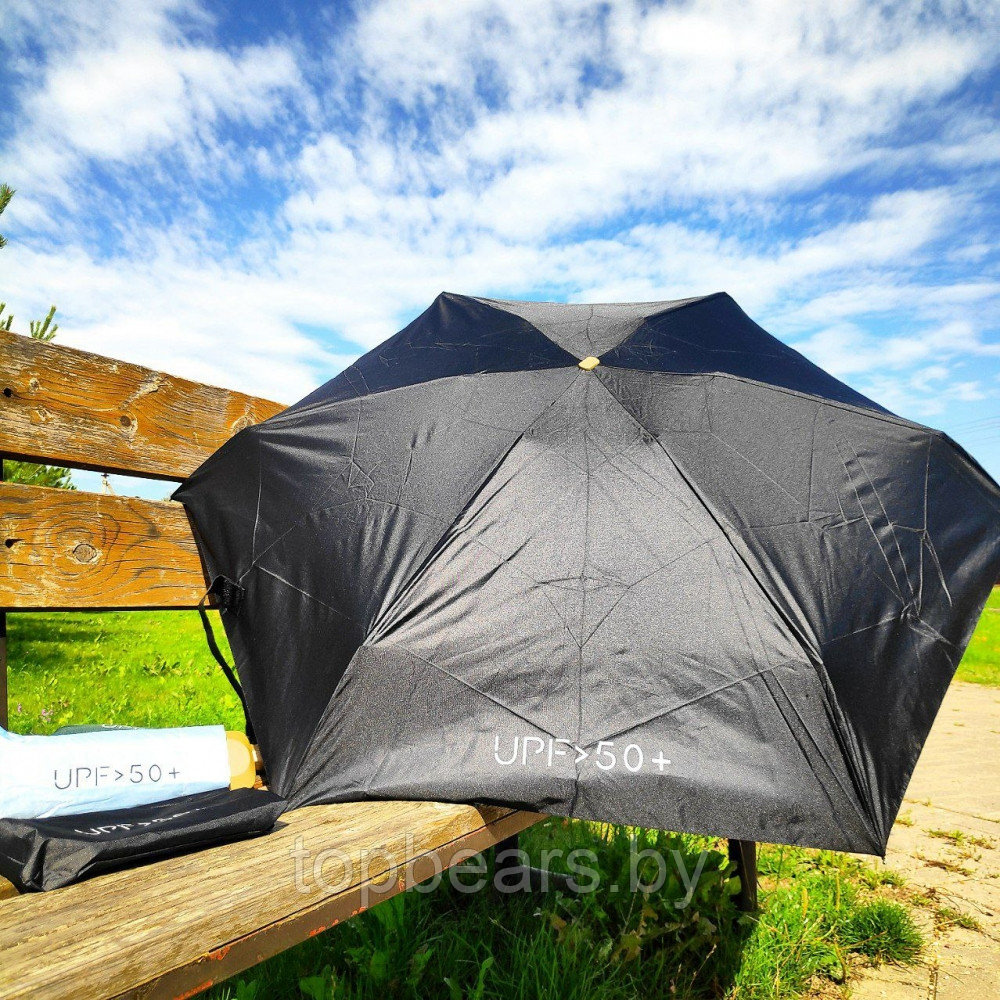 Мини - зонт карманный полуавтомат, 2 сложения, купол 95 см, 6 спиц, UPF 50 / Защита от солнца и дождя Желтый - фото 3 - id-p212784348