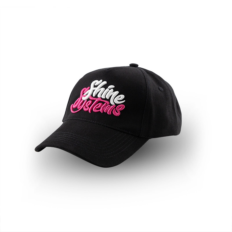 Кепка черный козырек NEW (розовый лого) | Shine Systems - фото 1 - id-p211884509
