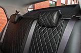 Авточехлы, Nissan Almera Classic, задняя спинка цельная, 2006-2013, экокожа, ромб, фото 3