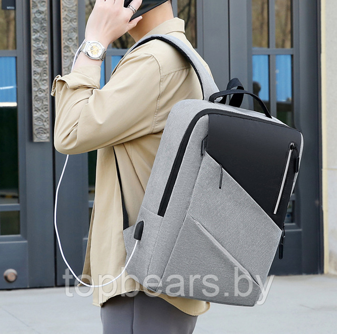 Городской рюкзак Modern City с отделением для ноутбука до 17 дюймов и USB портом Серый - фото 3 - id-p212949173