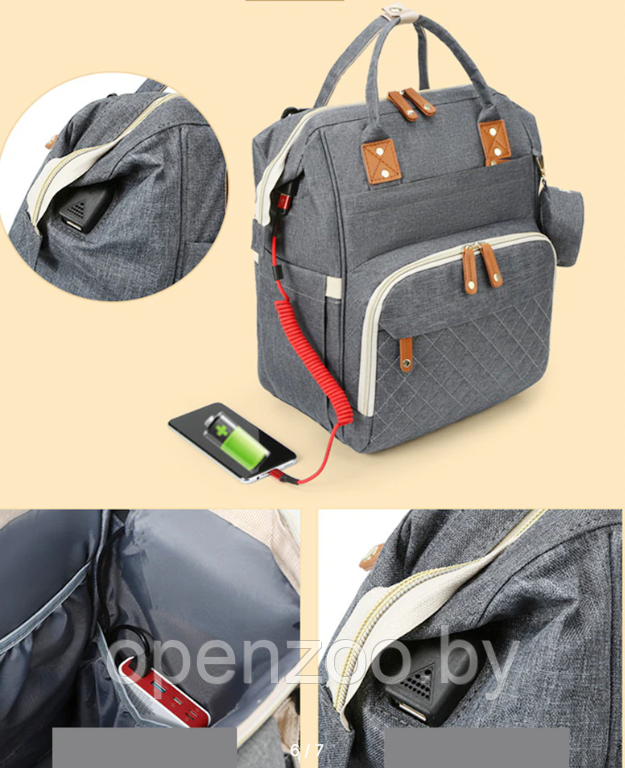 Модный многофункциональный рюкзак с термоотделом, USB и кошелечком Mommys Urban для мамы и ребенка / - фото 6 - id-p212949305