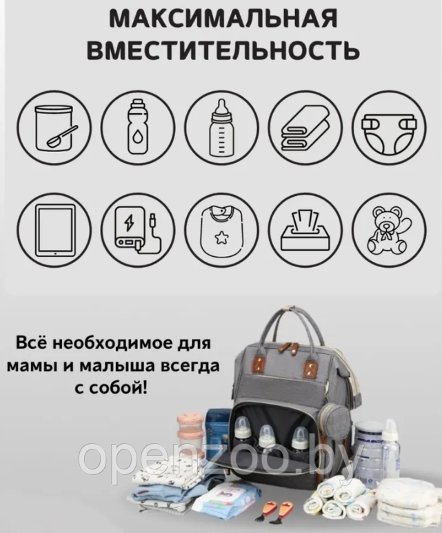 Модный многофункциональный рюкзак с термоотделом, USB и кошелечком Mommys Urban для мамы и ребенка / - фото 10 - id-p212949305