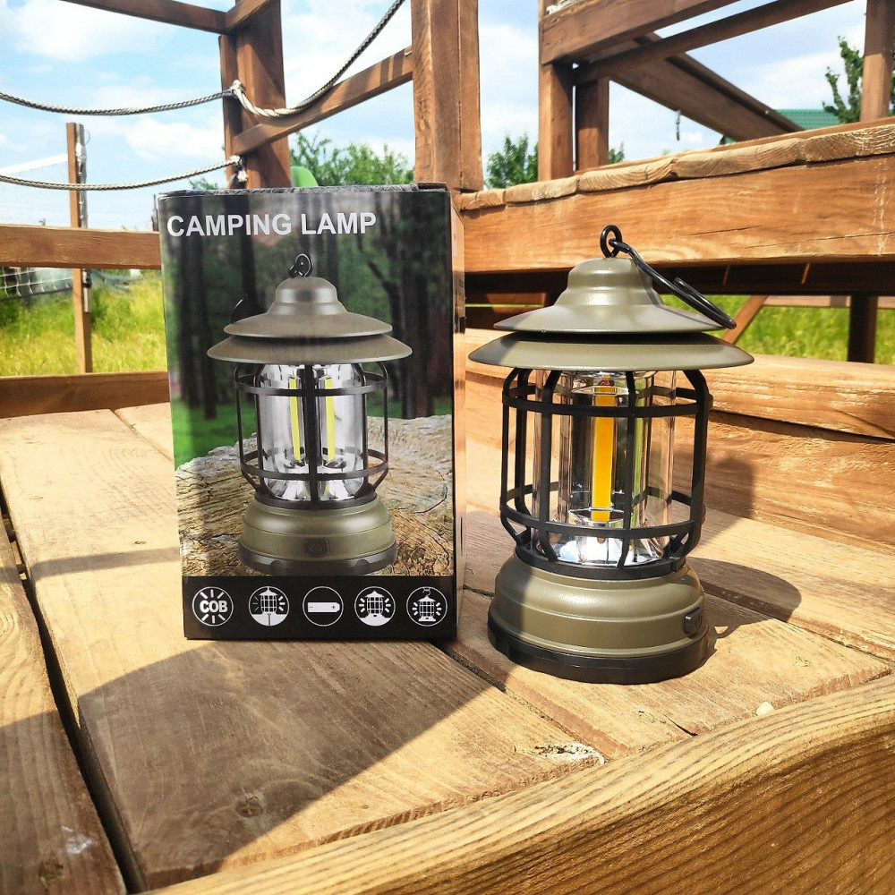 Многофункциональный подвесной походный фонарь в стиле ретро Camping Lamp Зеленый - фото 2 - id-p208779654