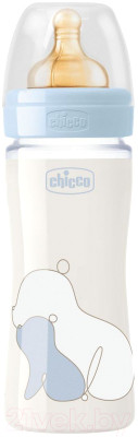 Бутылочка для кормления Chicco Original Touch Glass Boy с латексной соской / 00027720200000 - фото 1 - id-p212967039