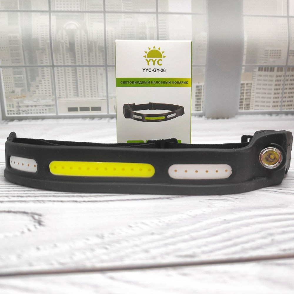 Портативный налобный фонарь YYC-GY-26 ( 5 режимов освещения, датчик движения, встроенный аккумулятор USB для - фото 9 - id-p200720629
