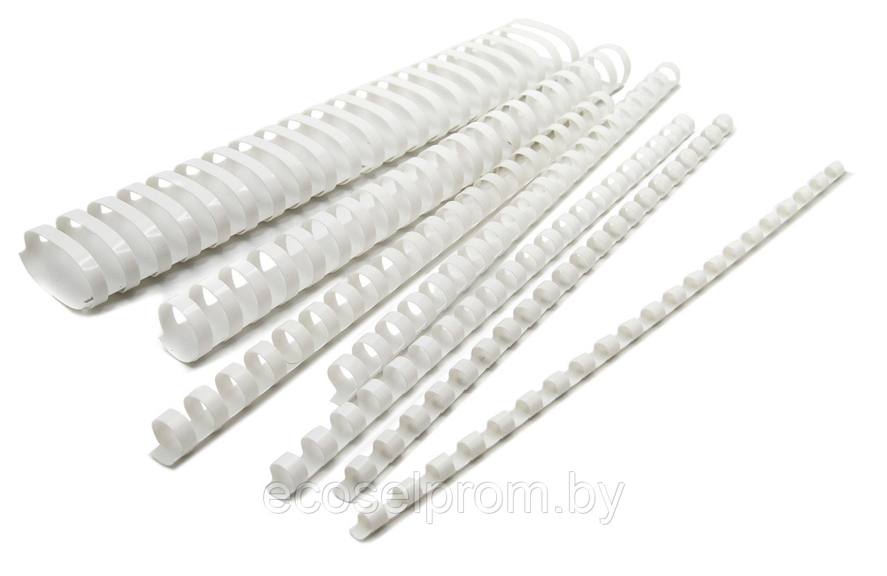 Пружины для переплета пластиковые Silwerhof d=8мм 21-40лист A4 белый (100шт) (1373585), арт. 1385043