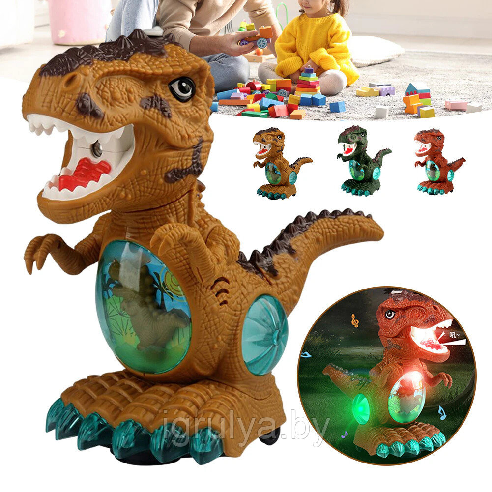 Интерактивная игрушка музыкальный динозавр со светом, звуком и паром арт. ZR172