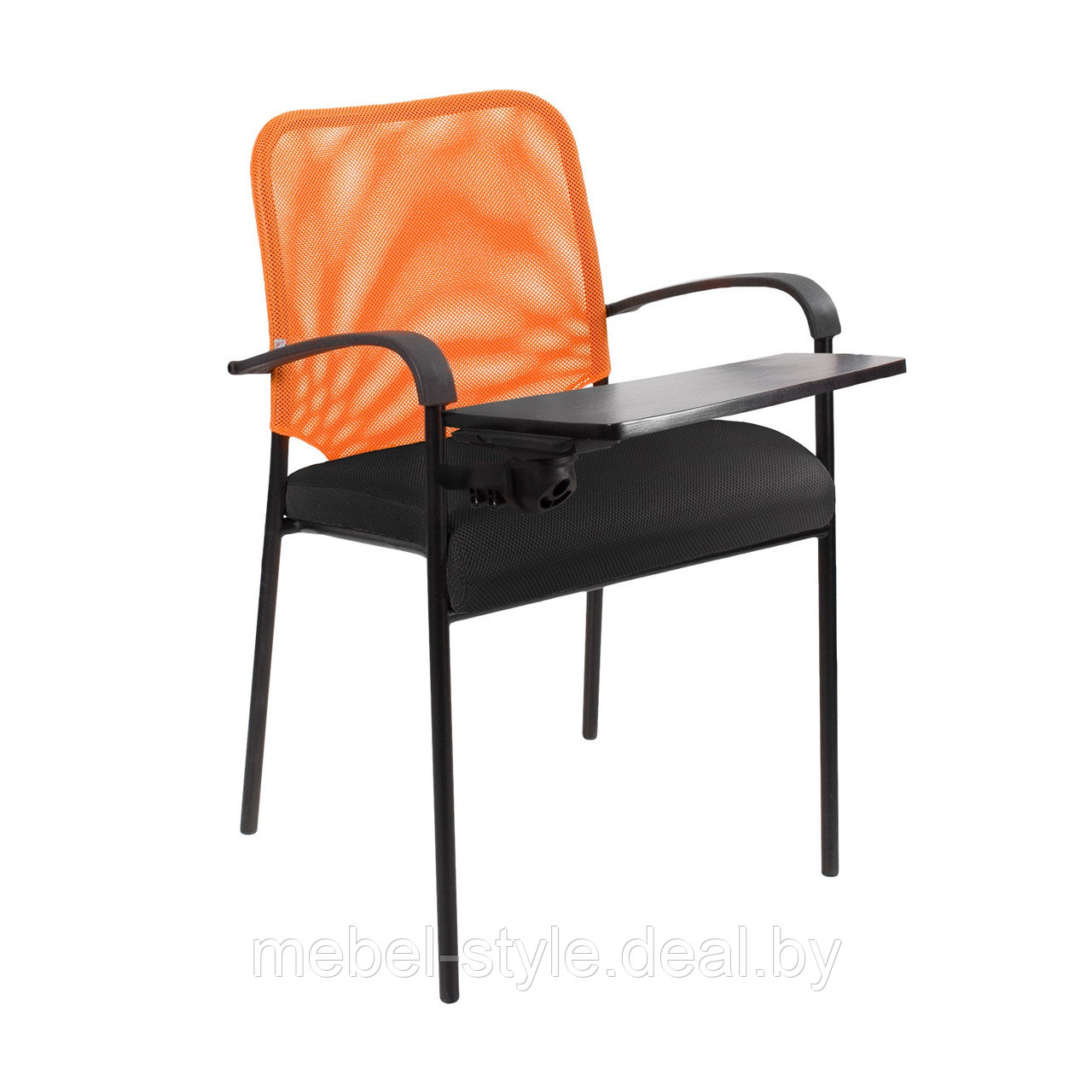 Стул АМИГО блек ARM T для посетителей, офиса и дома, Кресло AMIGO Black ARM T +пюпитр ткань + сетка - фото 1 - id-p73969266