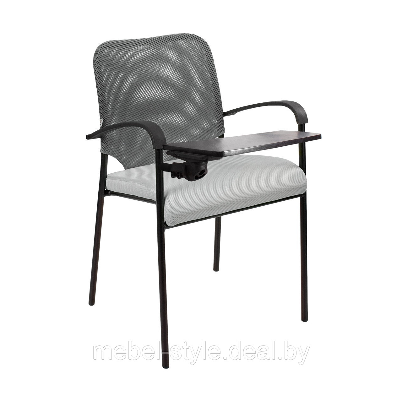 Стул АМИГО блек ARM T для посетителей, офиса и дома, Кресло AMIGO Black ARM T +пюпитр ткань + сетка - фото 2 - id-p73969266