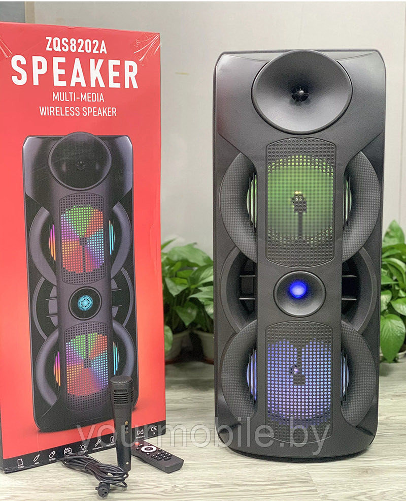 Портативная колонка BT Speaker ZQS-8202A, с микрофоном, с пультом ДУ 40 Ватт