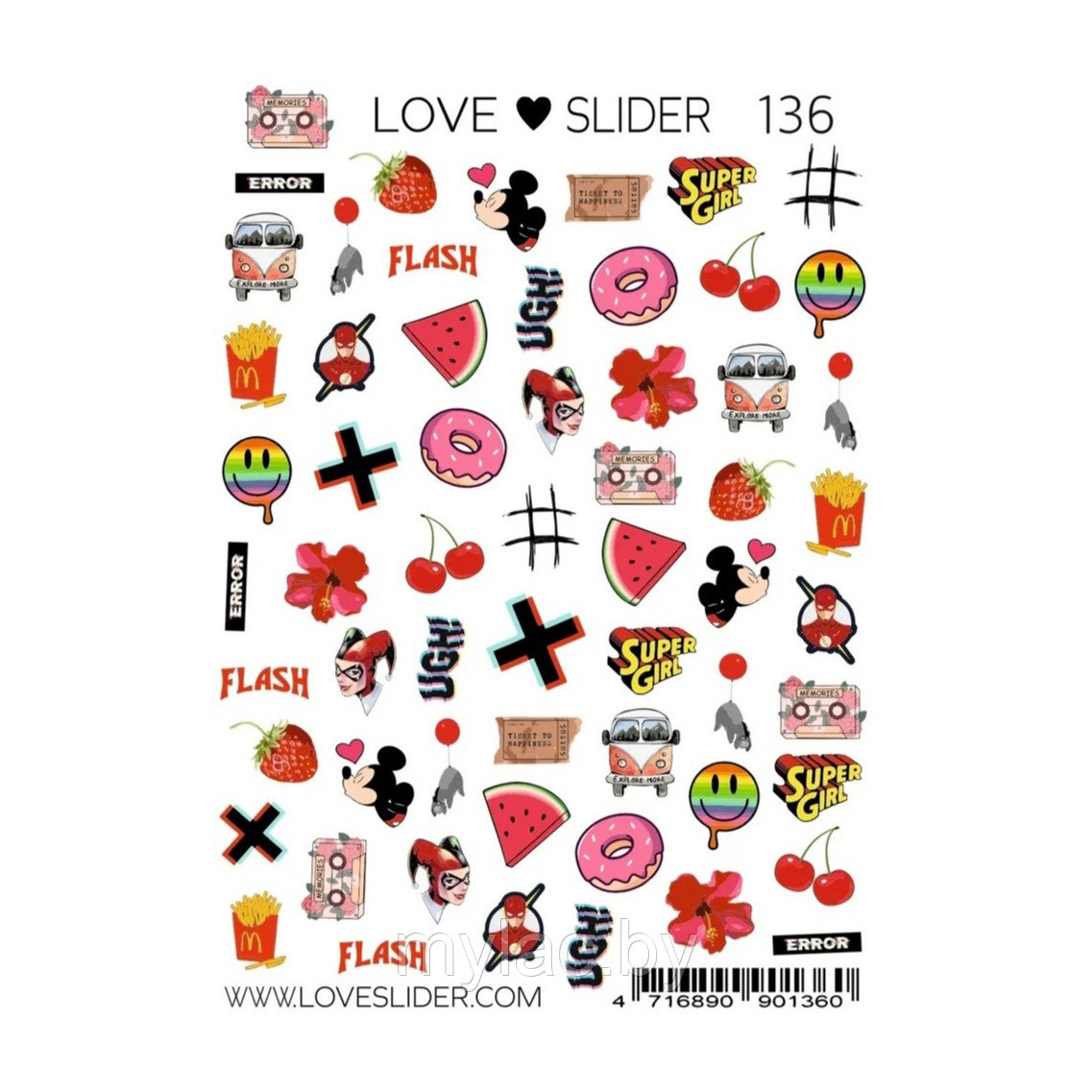 Слайдер Crazy Shine Nails mini LOVE SLIDER 136 (7x10)
