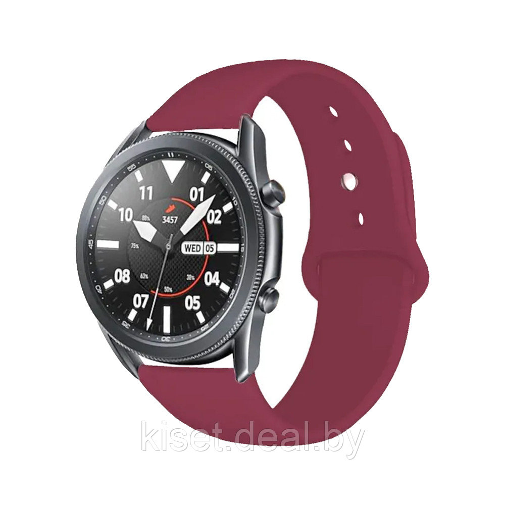 Силиконовый ремешок KST Sport 22mm марсала для Samsung Galaxy Watch 3 45mm / Active 2 44mm / Huawei Watch GT2 - фото 1 - id-p212987705