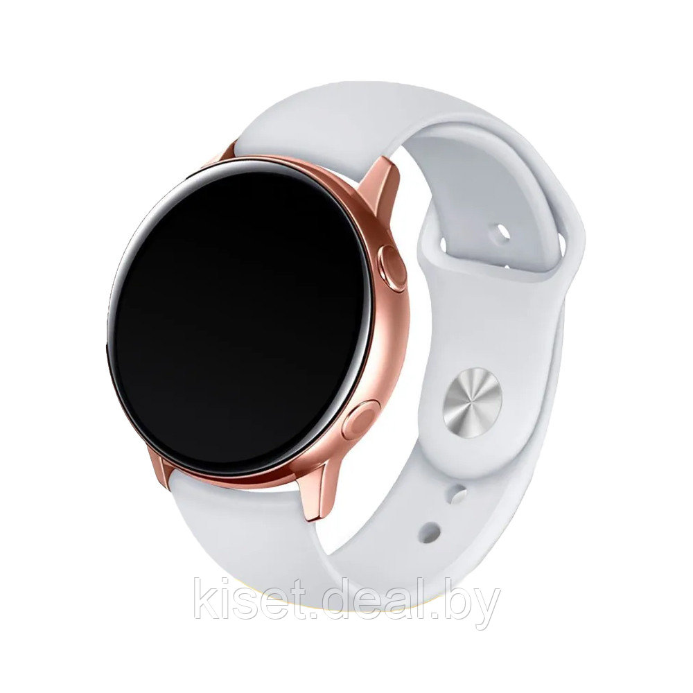 Силиконовый ремешок KST Sport 22mm белый для Samsung Galaxy Watch 3 45mm / Active 2 44mm / Huawei Watch GT2 46 - фото 1 - id-p212987706