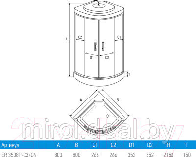 Душевая кабина Erlit ER3508P-C4 - фото 4 - id-p213009103