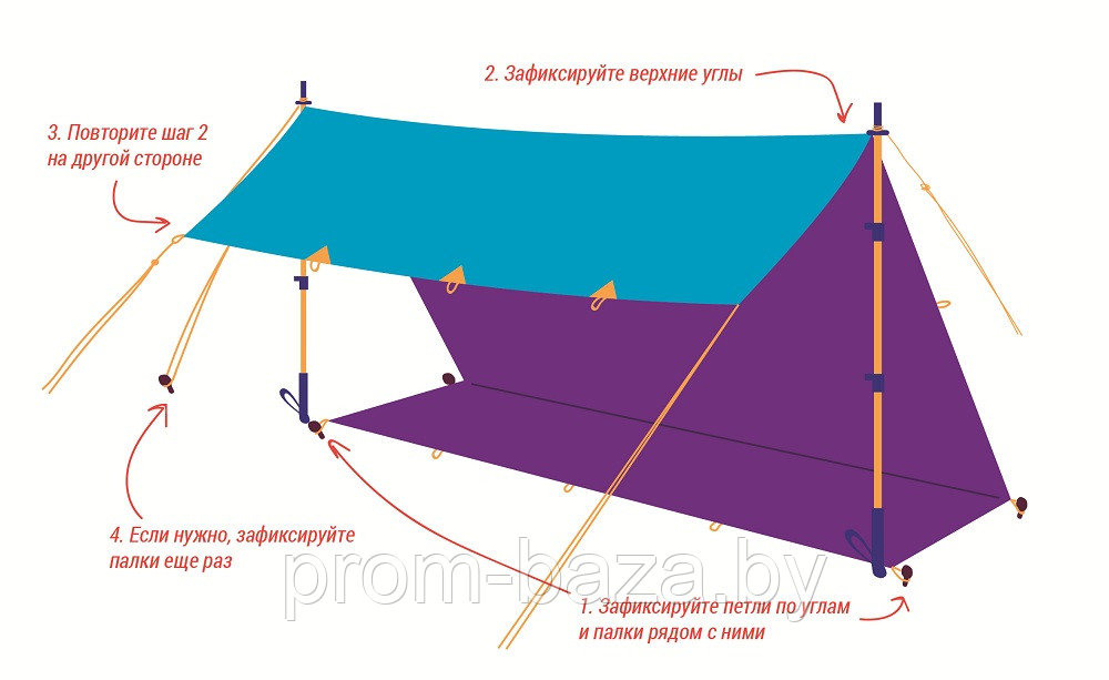 Тент от дождя укрывной Тарпаулин 6х8м, 120г/м, усиленный - фото 3 - id-p15524923