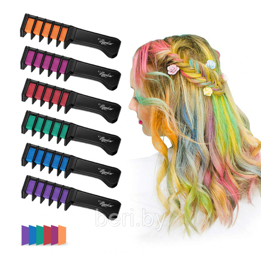 Цветные мелки для волос, Женский Мел «сделай сам» для салона красоты, набор для временного окрашивания волос - фото 1 - id-p213071697