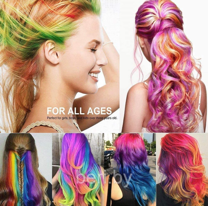 Цветные мелки для волос, Женский Мел «сделай сам» для салона красоты, набор для временного окрашивания волос - фото 6 - id-p213071697