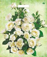 Мешок подарочный с ручками "Белые розы" 45х38 см, 60 мкм.