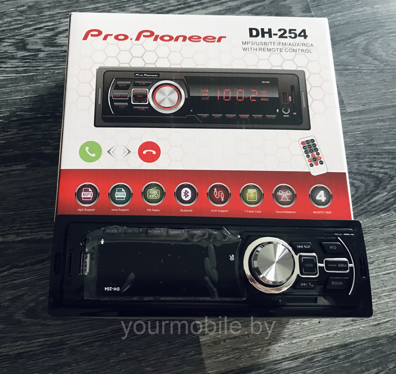 Автомагнитола Pro.Pioneer DH-254 (Bluetooth, USB, micro, AUX, FM, пульт) - фото 1 - id-p213076014