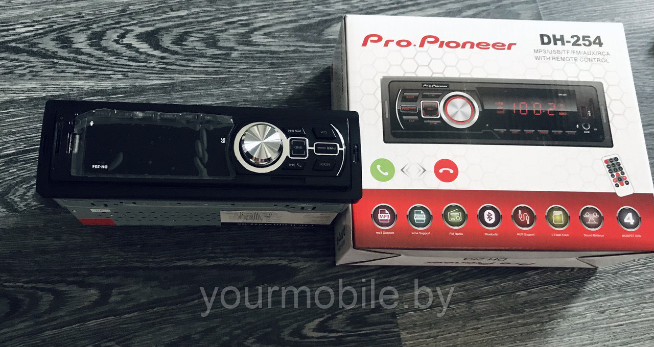 Автомагнитола Pro.Pioneer DH-254 (Bluetooth, USB, micro, AUX, FM, пульт) - фото 2 - id-p213076014