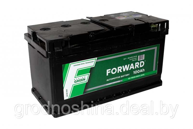 Аккумулятор 100Ah FORWARD 6СТ-100 GREEN, 900a, 353х175х190 мм. - фото 1 - id-p213105483