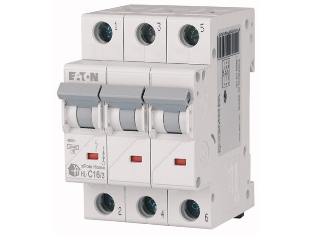 Автоматич. выключатель Eaton HL-C16/3, 3P, 16A, тип C, 4.5кA, 3M - фото 1 - id-p213115635