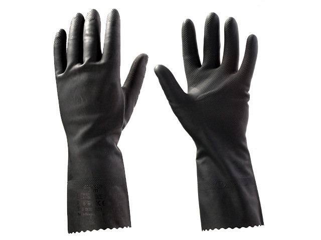 Перчатки К80 Щ50 латексн. защитные промышлен., р-р 8/M, черные, JetaSafety (Защитные промышл. перчатки из