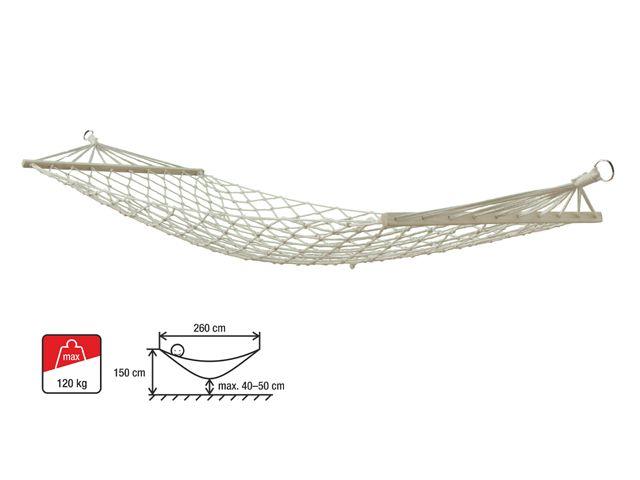 Гамак подвесной с брусками, 200х80 см, веревочный, Garden (Гарден), ARIZONE