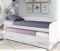 Двухуровневая кровать Солнышко СН-108.02 с выкатным спальным местом (цвет белый)