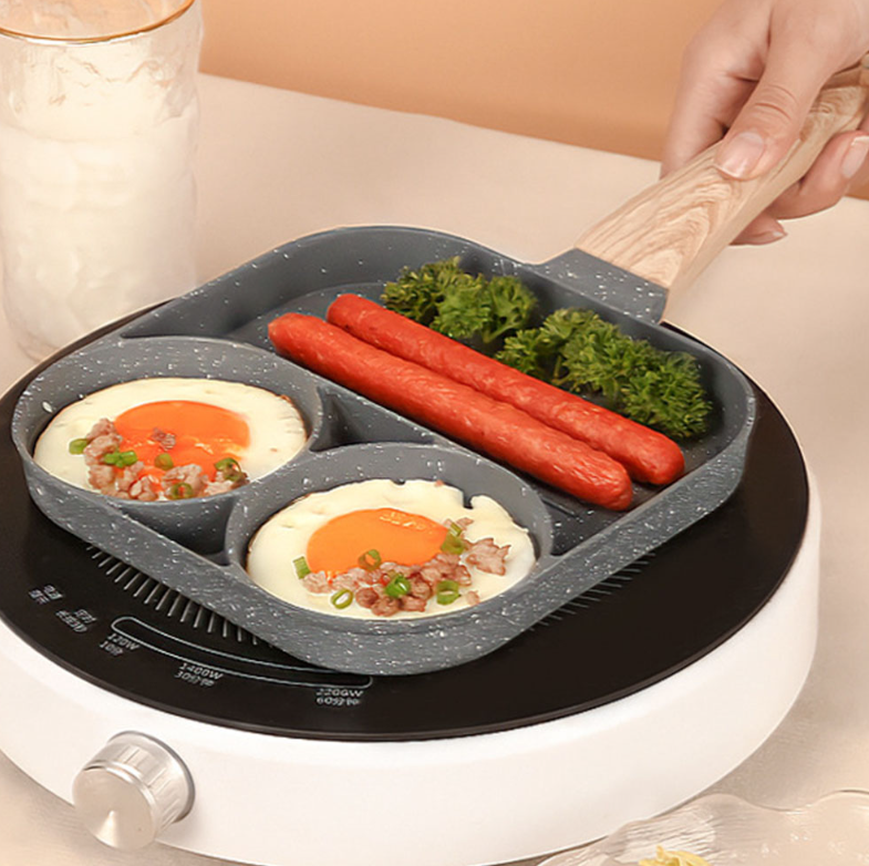 Сковорода разделенная для завтрака с антипригарным покрытием Egg&Steak Frying Pan / Сковорода с ручкой три сек - фото 5 - id-p213129490