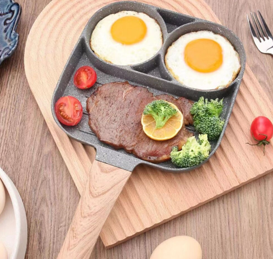 Сковорода разделенная для завтрака с антипригарным покрытием Egg&Steak Frying Pan / Сковорода с ручкой три сек - фото 8 - id-p213129490