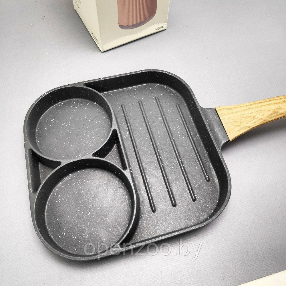 Сковорода разделенная для завтрака с антипригарным покрытием EggSteak Frying Pan / Сковорода с ручкой три - фото 10 - id-p212784736